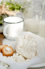 Plate of homemade cottage cheese