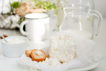 Plate of homemade cottage cheese
