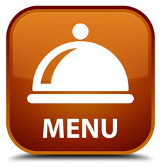 Menu (food dish icon) brown square button