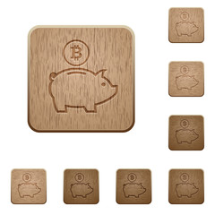 Bitcoin piggy bank wooden buttons