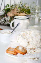 Plate of homemade cottage cheese