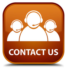 Contact us (customer care team icon) brown square button