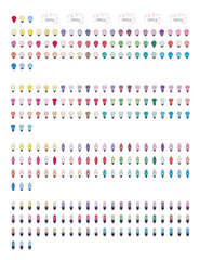 Lighbulbs Set Minimalistic,Flat Design.Printable planner ,stickers for planner,journaling,school office,scrapbook.Isolated.Vector set elements.