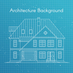 Vector illustration of family house or cottage. Architecture blueprint.