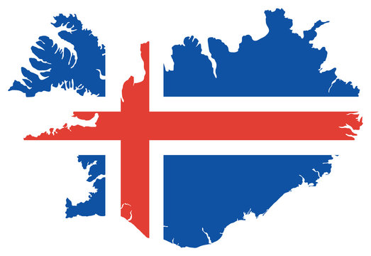Iceland Map with Flag