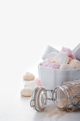 homemade colored meringue, sugar and eggs