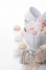 homemade colored meringue, sugar and eggs