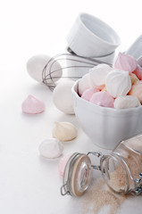 homemade colored meringue, sugar and eggs