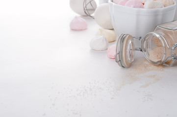 Fototapeta premium homemade colored meringue, sugar and eggs