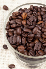 close up image of  coffee beans in cup