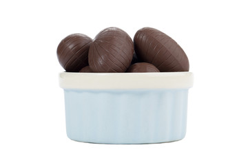 chocolate eggs in a container