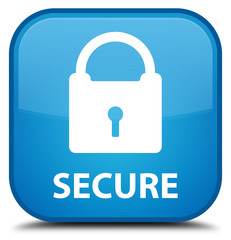 Secure (padlock icon) cyan blue square button