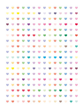 Hearts Set Minimalistic,Flat Design.Printable planner ,stickers for planner,journaling,school office,scrapbook.Isolated.Vector set elements.