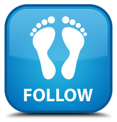 Follow (footprint icon) cyan blue square button