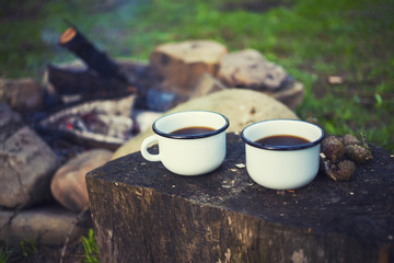 The circle is near the fire.