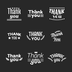 Fototapeta premium Set of vintage style Thank You labels, emblems, stickers or badg