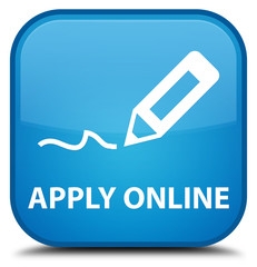 Apply online (edit pen icon) cyan blue square button