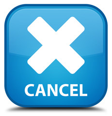 Cancel cyan blue square button