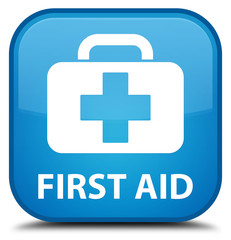 Obraz premium First aid cyan blue square button
