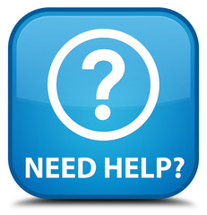 Need help (question icon) cyan blue square button