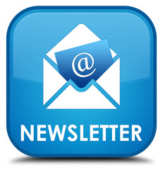 Newsletter cyan blue square button