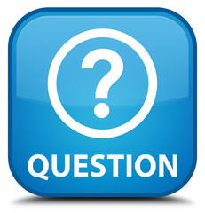 Question cyan blue square button
