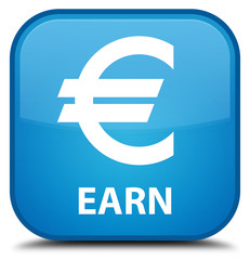 Obraz premium Earn (euro sign) cyan blue square button