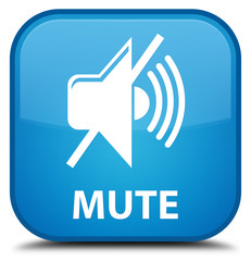 Mute cyan blue square button