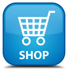 Shop cyan blue square button