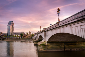 Putney bridge is connecting Fulham to Putney across the river Thames, is the only bridge in britain to have a church at each end, St. Mary's Church, Putney, south and All Saints Church, Fulham, north