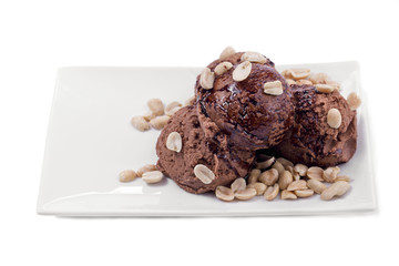 creamy chocolate ice cream with peanuts