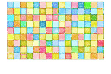 mixed tile wall drawn with color pencil