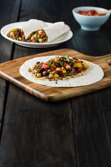 Obraz na płótnie Canvas Vegan wraps with lentil, chickpea peppers and kidney bean