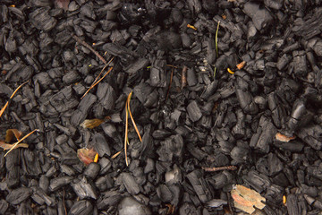 Background lot of carbon from the burnt fire