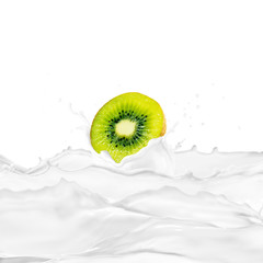 Kiwi Fruit With Milk Splash