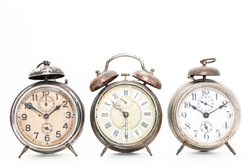Collection of old alarm clocks