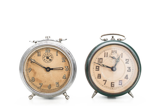 Collection of old alarm clocks