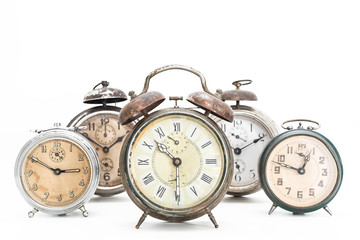 Collection of old alarm clocks
