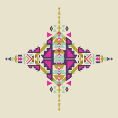 Tribal element in aztec stile, tribal design isolated on pastel background. American indian motifs. Vector colorful elements on native ethnic style.