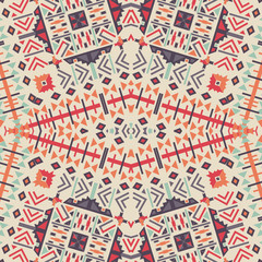 Ethnic seamless pattern. Aztec geometric background. Hand drawn navajo fabric.