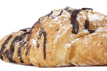 cropped image of chocolate croissant