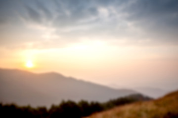 foggy mountain sunset