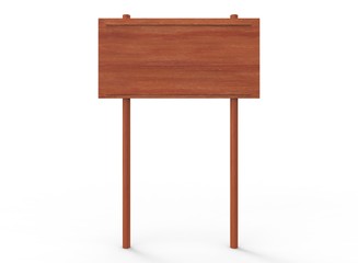 simple road sign. 3d illustration on white background. with shadow. icon for game or for site. simple to use. wooden color