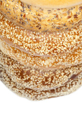stack of multi-seed bagels
