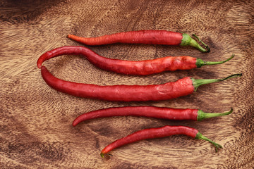 Chili peppers in wooden plate