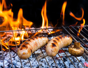 Sausages on barbecue