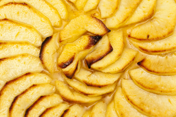 Sliced apple pie background