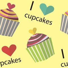 Seamless pattern. I love cupcakes