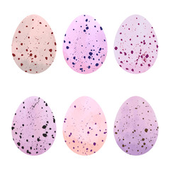 Watercolor Easter eggs set. 