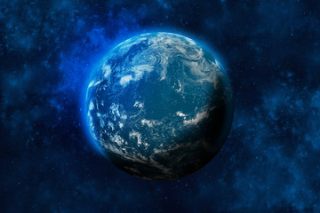 Planet Earth in space. Ocean and clouds. Elements of this image furnished by NASA.